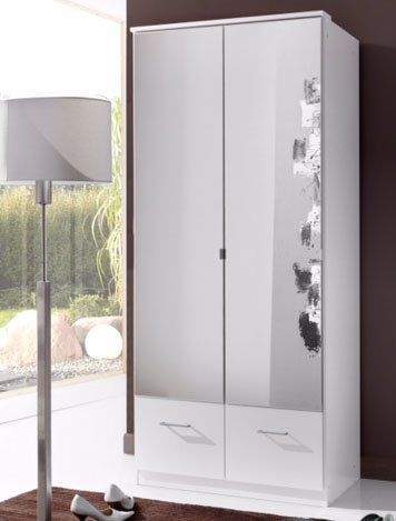Imago 2 Door Mirrored Wardrobe – White With White 2 Door Wardrobes With Drawers (Photo 12 of 15)