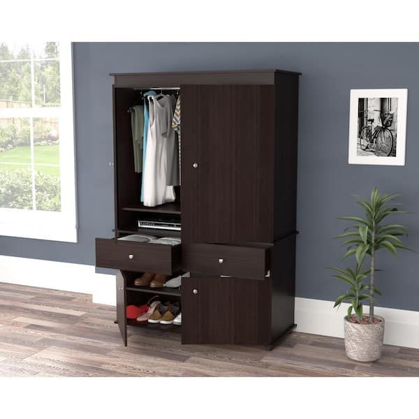Inval Espresso Armoire 70.9 In. H X 47.2 In. W X 19.9 In. D Am 30023 – The  Home Depot Pertaining To Espresso Wardrobes (Photo 14 of 15)