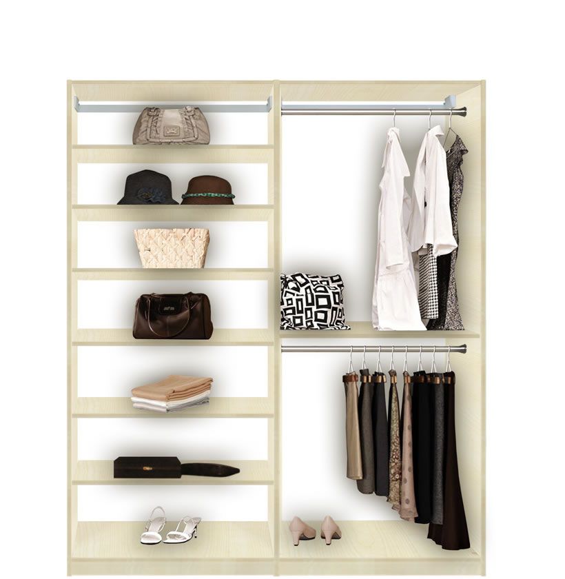 Isa Double Hanging Closet System Top To Bottom Shelves | Contempo Space With Hanging Wardrobes Shelves (Photo 4 of 15)