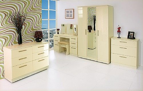 Knightsbridge Bedroom Furniture – Cream Gloss Inside Cream Gloss Wardrobes (View 14 of 15)