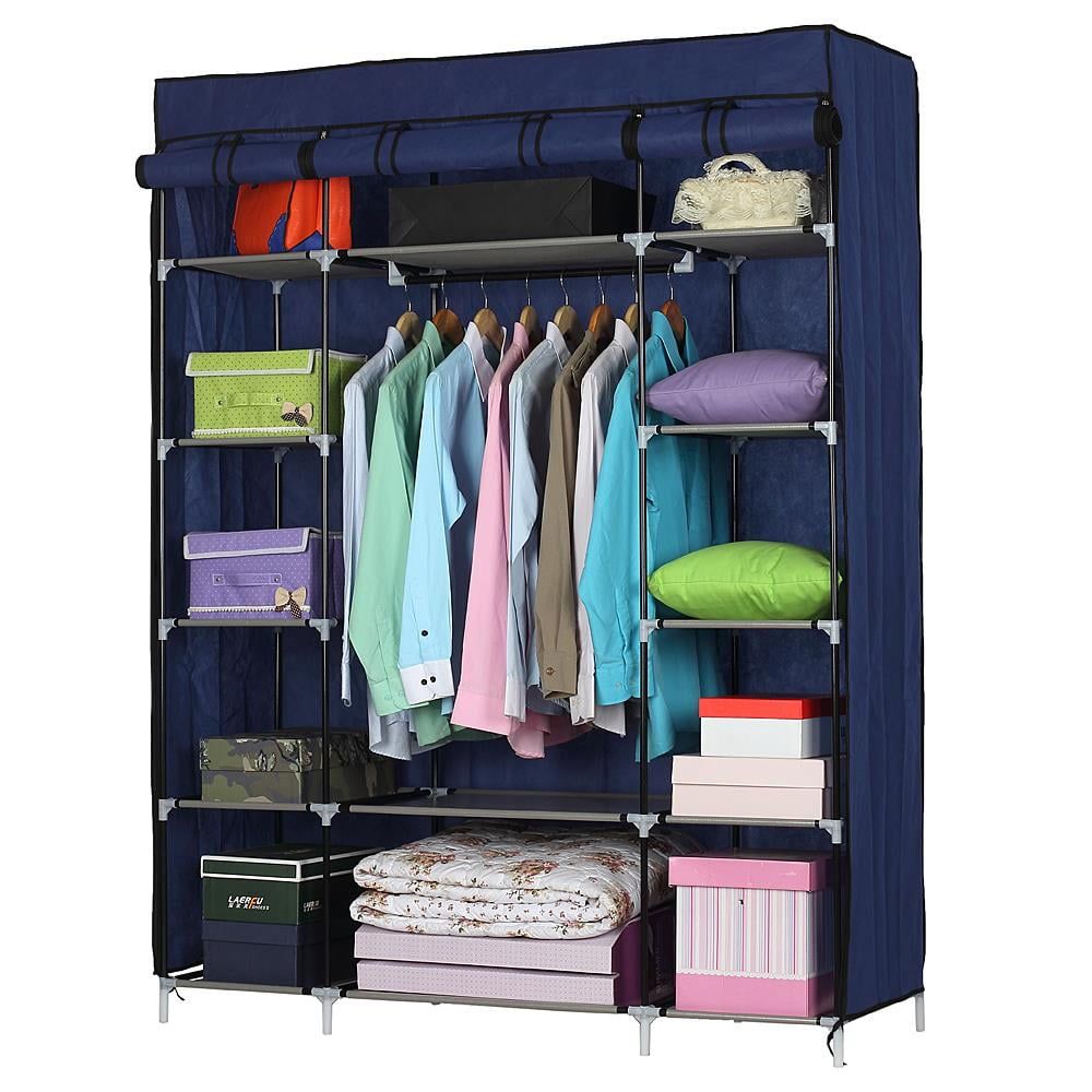 Ktaxon 53" Portable Closet Storage Organizer Wardrobe Clothes Rack With  Shelves,blue – Walmart For Wardrobes With Shelf Portable Closet (Photo 1 of 15)