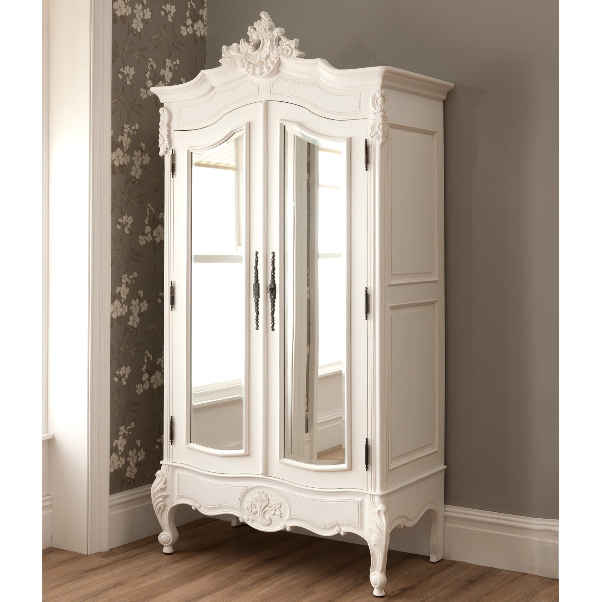 La Rochelle Antique French Mirrored 2 Door Wardrobe Throughout Ornate Wardrobes (Photo 2 of 15)