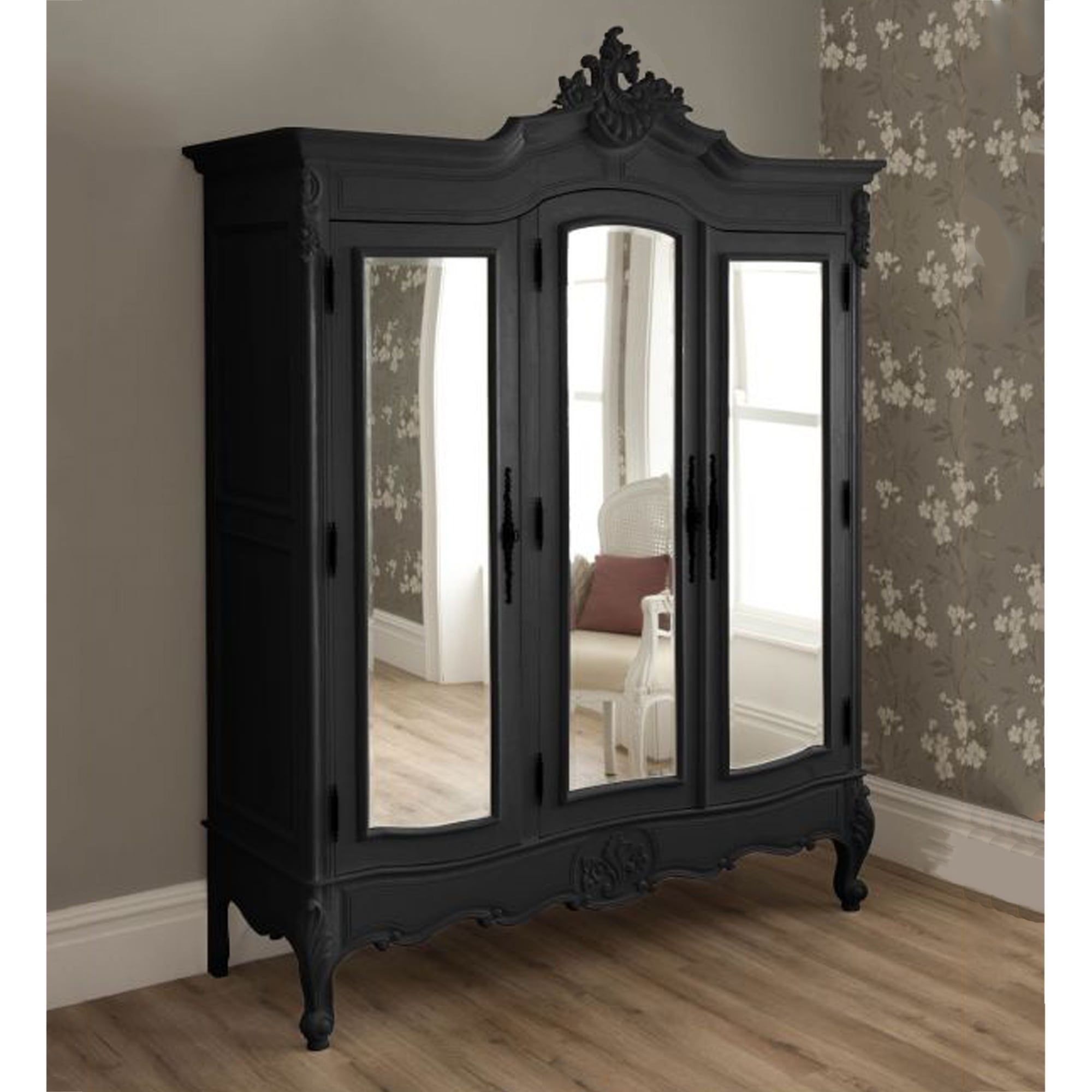 La Rochelle Antique French Style Wardrobe In Black French Style Wardrobes (View 4 of 15)