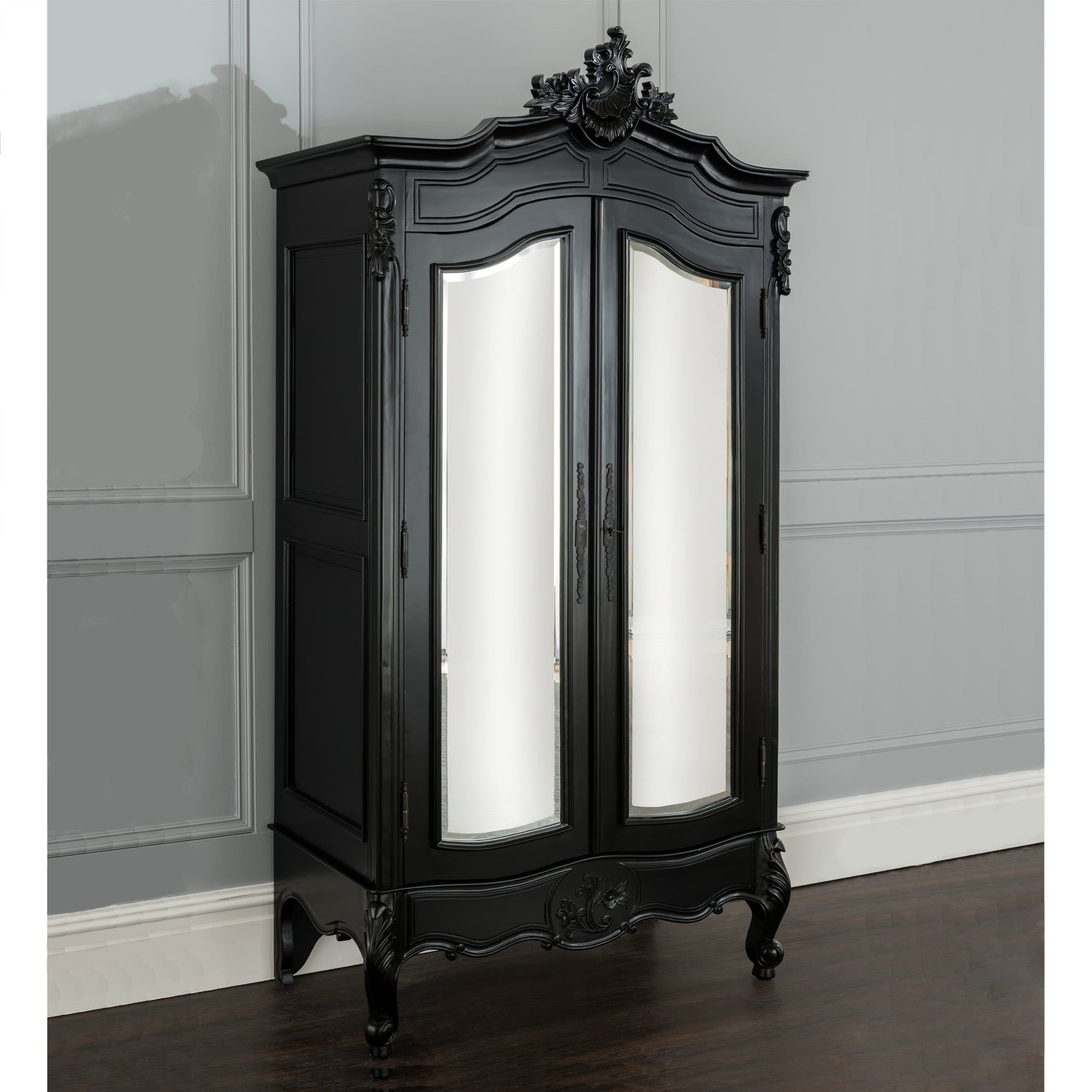 La Rochelle Antique French Wardrobe | Black Furniture Collection Pertaining To Black French Style Wardrobes (View 2 of 15)