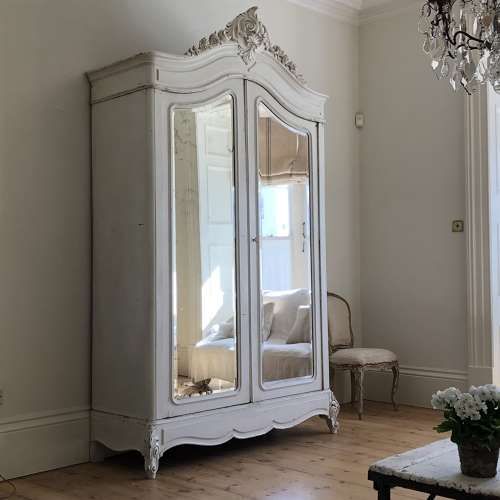 Large Antique French Armoire Wardrobe With Hanging Rail For Large Shabby Chic Wardrobes (Photo 14 of 15)