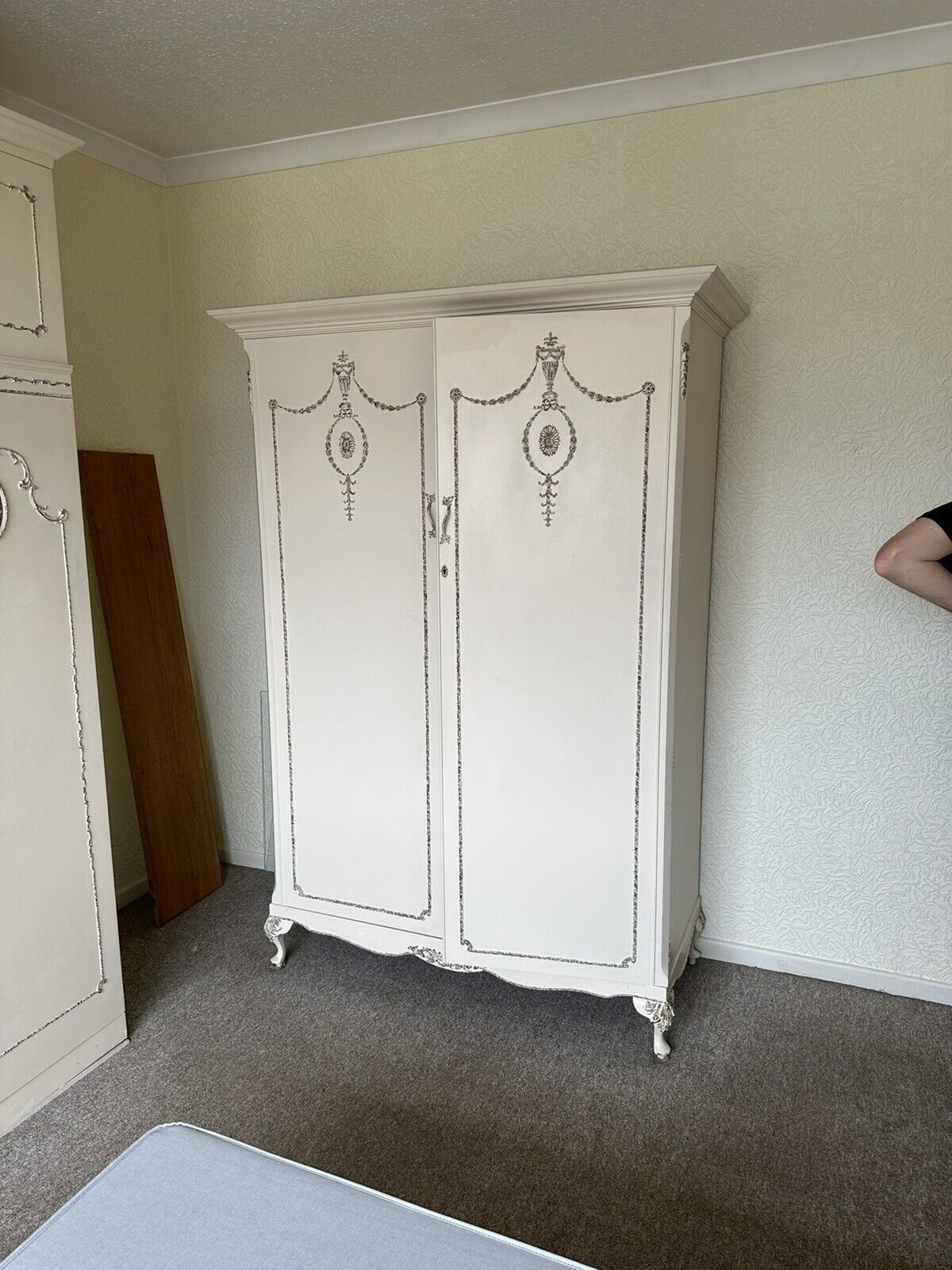 Large Good Quality Wardrobe, Shabby Chic With Double Doors Antique Quick  Sale !! | Ebay Throughout Large Shabby Chic Wardrobes (Photo 15 of 15)