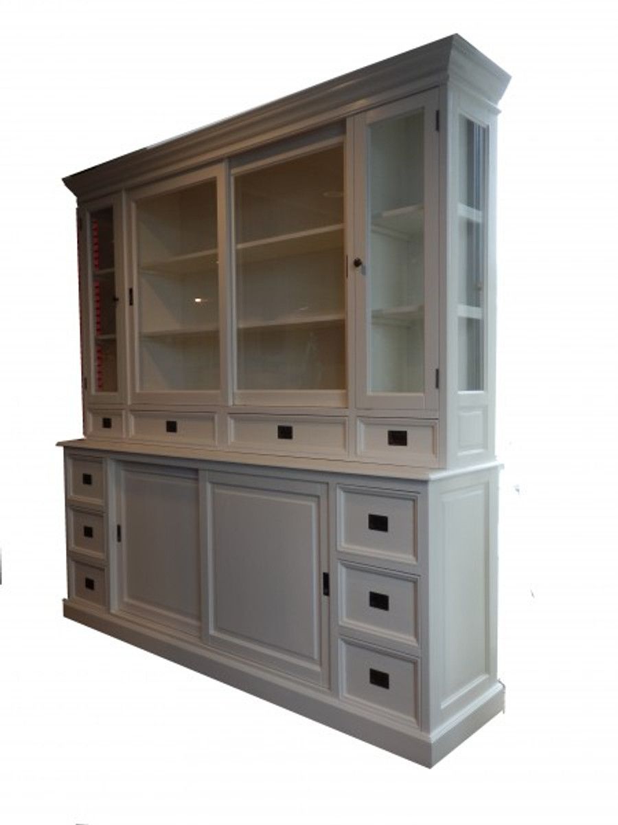 Large Shabby Chic Country House Style Cabinet With 4 Doors And 10 Drawers –  Buffet Cabinet – Wardrobe Dining Room | Casa Padrino Pertaining To Large Shabby Chic Wardrobes (Photo 3 of 15)