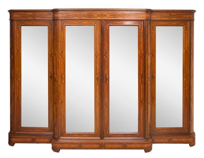 Late 19th Century Continental 4 Door Breakfront Wardrobe Pertaining To Breakfront Wardrobes (View 4 of 15)