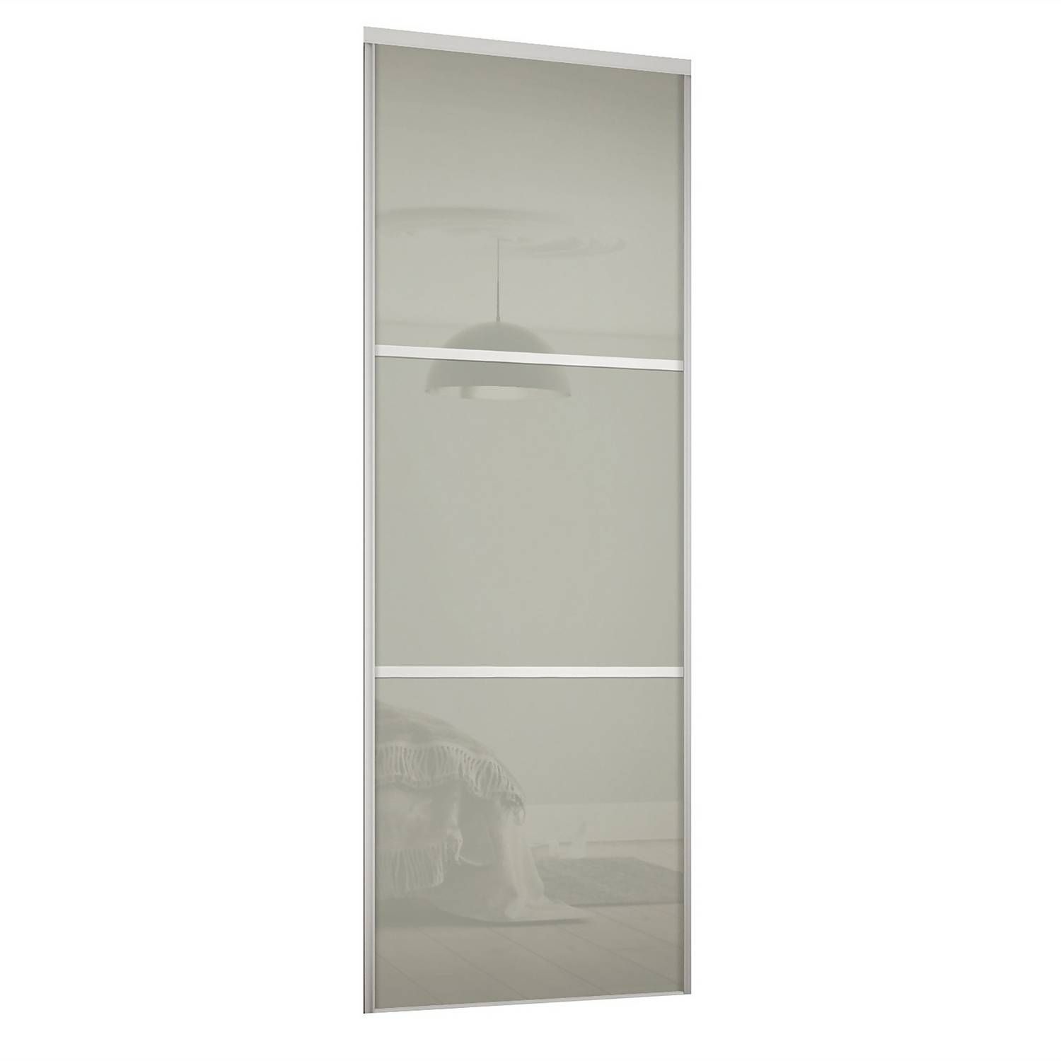 Linear Sliding Wardrobe Door 3 Panel Arctic White Glass With White Frame  (w)610mm | Homebase Inside Arctic White Wardrobes (Photo 14 of 15)