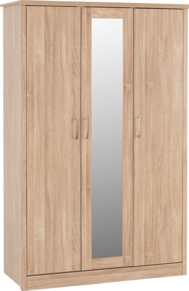 Lisbon Light Oak 3 Door Wardrobe Buy Now For £261.99 In Oak 3 Door Wardrobes (Photo 4 of 15)