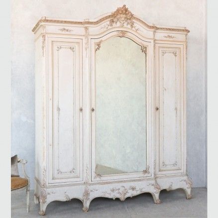 Louis Xv Style White Cream And Gold Gilt Antique Armoire $16, (View 7 of 15)