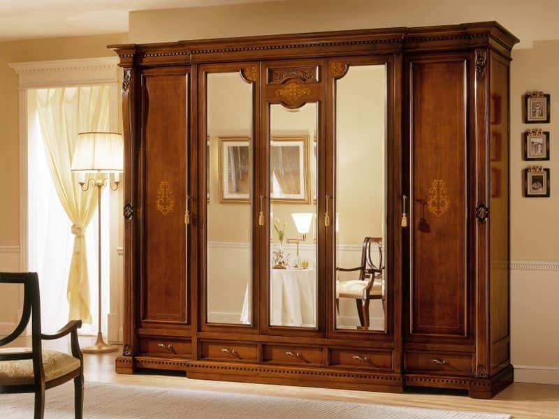 Luxury Wardrobe With 5 Doors, 3 With Mirror, For Hotels | Idfdesign Pertaining To 5 Door Mirrored Wardrobes (Photo 9 of 15)