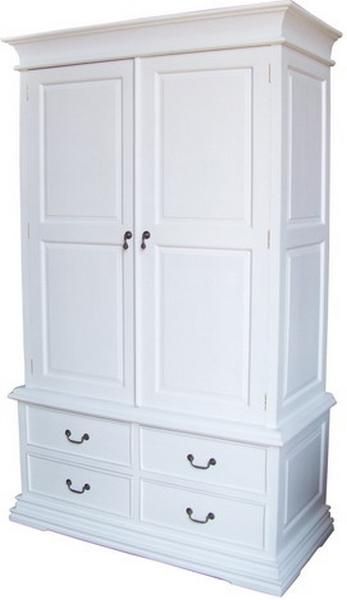Mahogany Sleigh Wardrobe With 4 Drawers In Antique White With Regard To White Painted Wardrobes (View 14 of 15)