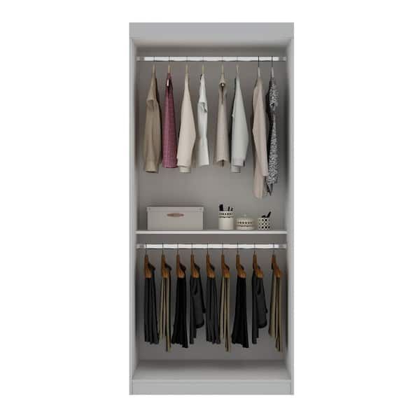 Manhattan Comfort Mulberry White Open Double Hanging Wardrobe Armoire (81.3  In. H X 35.98 In. W X 21.65 In. D) 161gmc1 – The Home Depot Intended For Double Wardrobes (Photo 5 of 15)