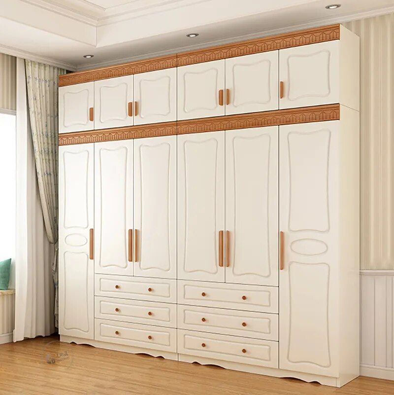 Mediterranean Pastoral Style Home Bedroom Furniture Two Three Four Five Six  Door White Wardrobe With Top Cabinet – Aliexpress With Regard To 6 Door Wardrobes Bedroom Furniture (Photo 13 of 15)