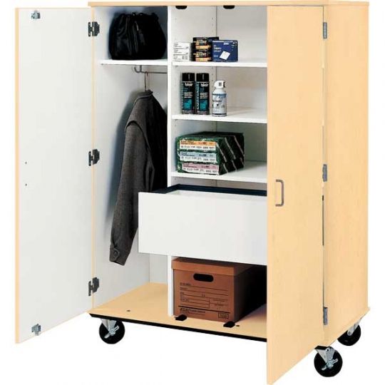 Mobile Wardrobe Cabinet With File Drawer – 48"w X 24"d X 67"h | Schools In Inside Mobile Wardrobes Cabinets (Photo 2 of 15)