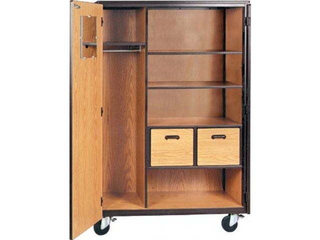 Mobile Wardrobe Storage Closet – 2 Shelves, 2 Drawers, 66"h Irw 1086 Cl,  Wooden Storage Cabinets With Regard To Mobile Wardrobes Cabinets (Photo 1 of 15)