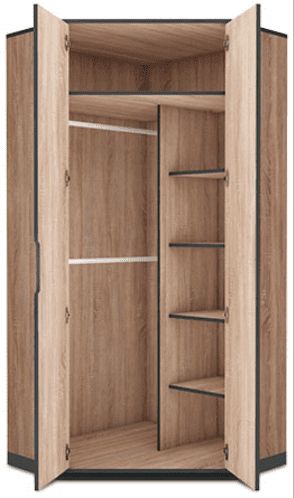 Modern Classy Oak Effect 2 Door Corner Robe – Online Outlet For 2 Door Corner Wardrobes (Photo 5 of 15)