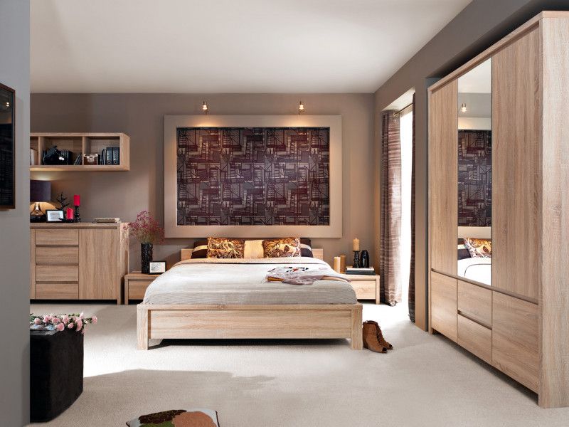 Modern Double Bedroom Furniture Set; Bed Frame, Bedsides, Triple Wardrobe,  Chest Of Drawers Sonoma Oak | Impact Furniture Within Wardrobes And Chest Of Drawers Combined (View 4 of 15)
