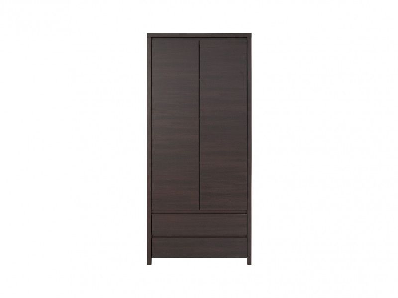 Modern Double Wardrobe Storage Cabinet Unit 2 Door Hanging Rail Wenge Dark  Wood | Impact Furniture For Dark Wood Wardrobes With Drawers (View 2 of 15)