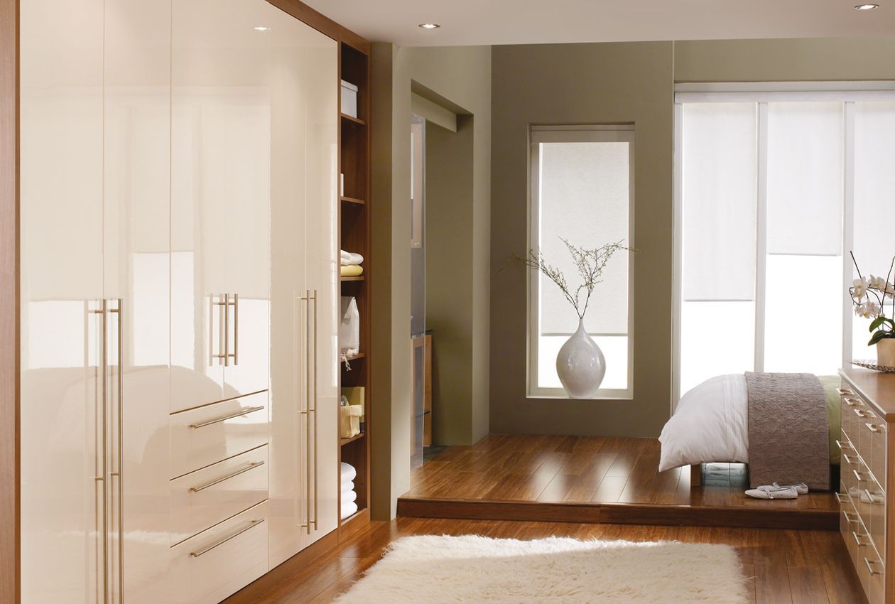 Modern Fitted Wardrobe & Bedroom Range | Cosmopolitan | Sharps | White Gloss  Bedroom Furniture, White Gloss Bedroom, Interior Design Bedroom Small Throughout Cream Gloss Wardrobes (View 10 of 15)