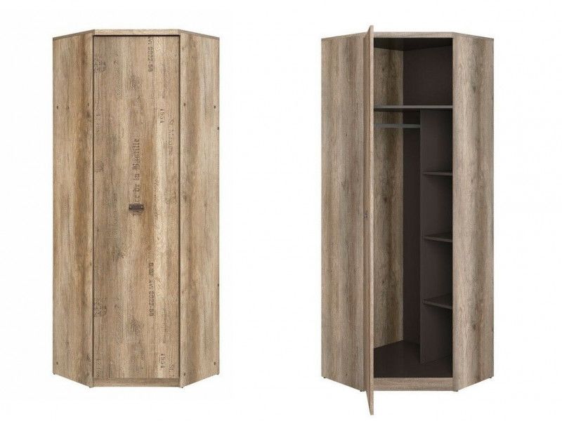 Modern Free Standing Corner Single Wardrobe Unit Oak Effect 1 Single Door |  Impact Furniture Intended For 1 Door Corner Wardrobes (View 2 of 15)