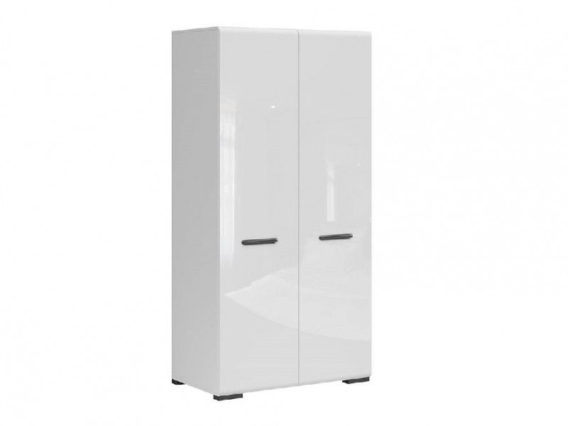 Modern White Gloss Double Two Door Wardrobe Storage Unit 100cm Black Accent  | Impact Furniture Within Double Rail White Wardrobes (Photo 6 of 15)