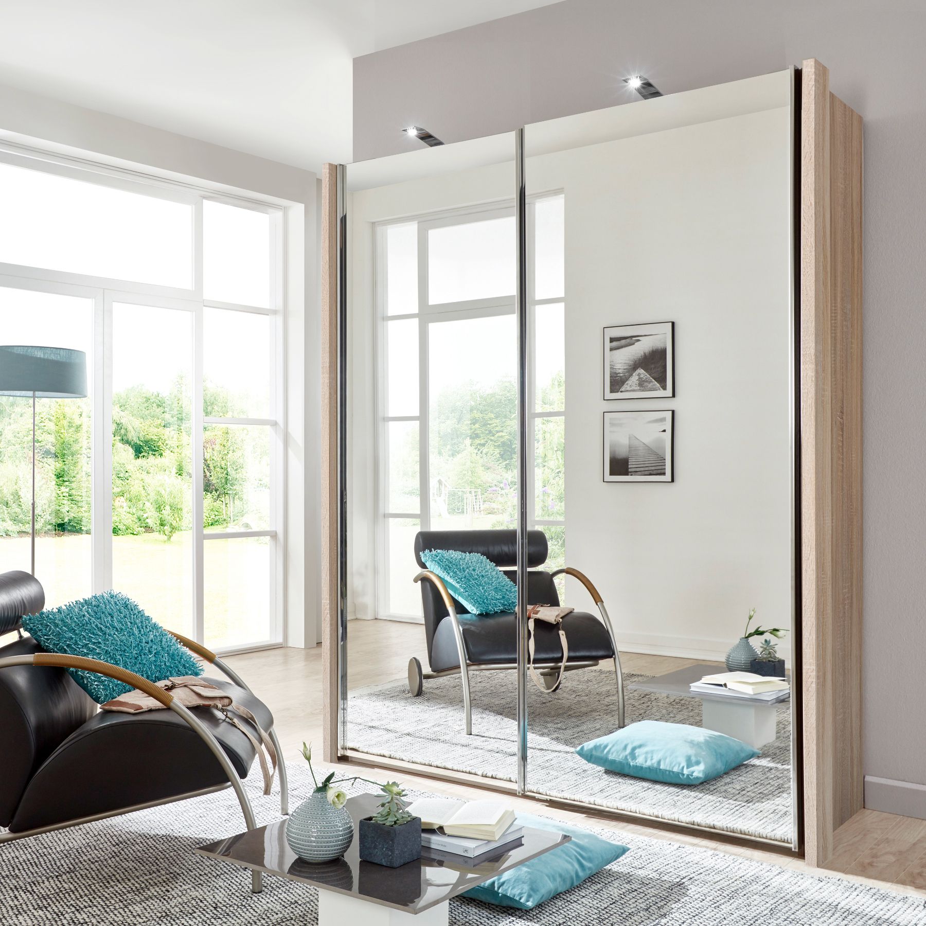 Monroe Plus – 2 Mirrored Doors – 2 Door Sliding Wardrobe – Semi Fitted  Wardrobes – Progressive Furnishings With Regard To Cheap Wardrobes With Mirror (View 14 of 15)