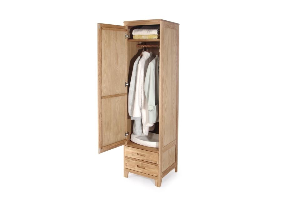Narrow Oak Wardrobe For Small Spaces | Futon Company Within Single Oak Wardrobes With Drawers (Photo 14 of 15)