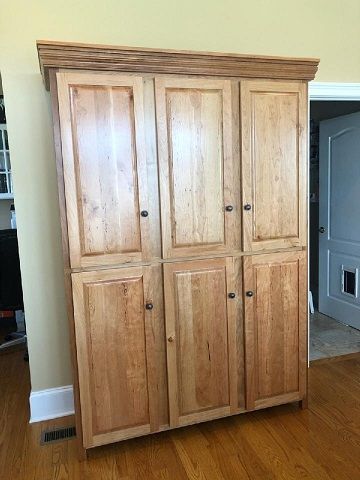 Natural Cherry Pantry Or Wardrobe | Farmhouse Furniture For Wardrobes In Cherry (View 14 of 15)