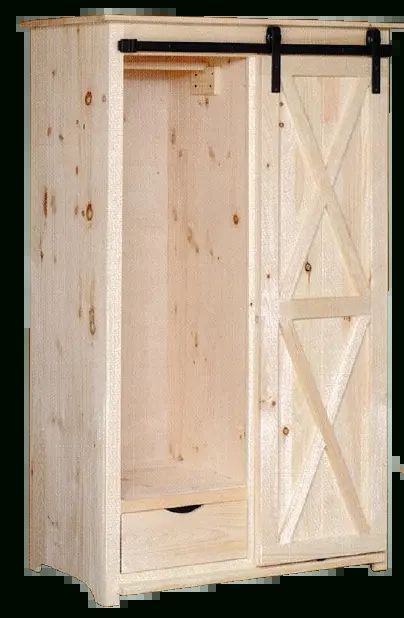 New Amish Unfinished Solid Pine | Wardrobe | Sliding Door | Modern  Farmhouse! | Ebay Throughout Natural Pine Wardrobes (Photo 14 of 15)