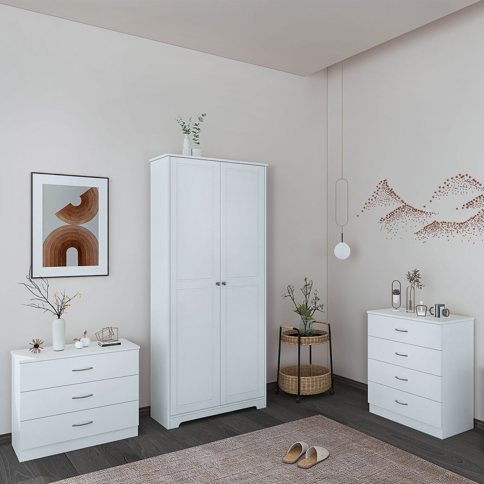 New White Bedroom Furniture Sets Dresser Nightstand Chest Dresser Wardrobes  Set | Ebay Regarding Cheap Wardrobes Sets (View 3 of 15)