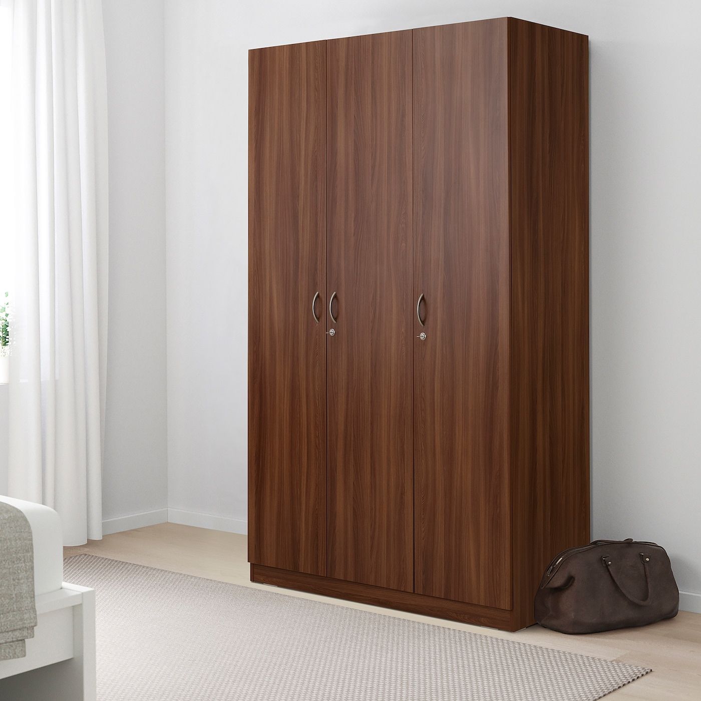Nodeland Wardrobe With 3 Doors, Medium Brown, 120x52x202 Cm  (471/4x203/8x791/2") – Ikea Within Medium Size Wardrobes (View 10 of 15)