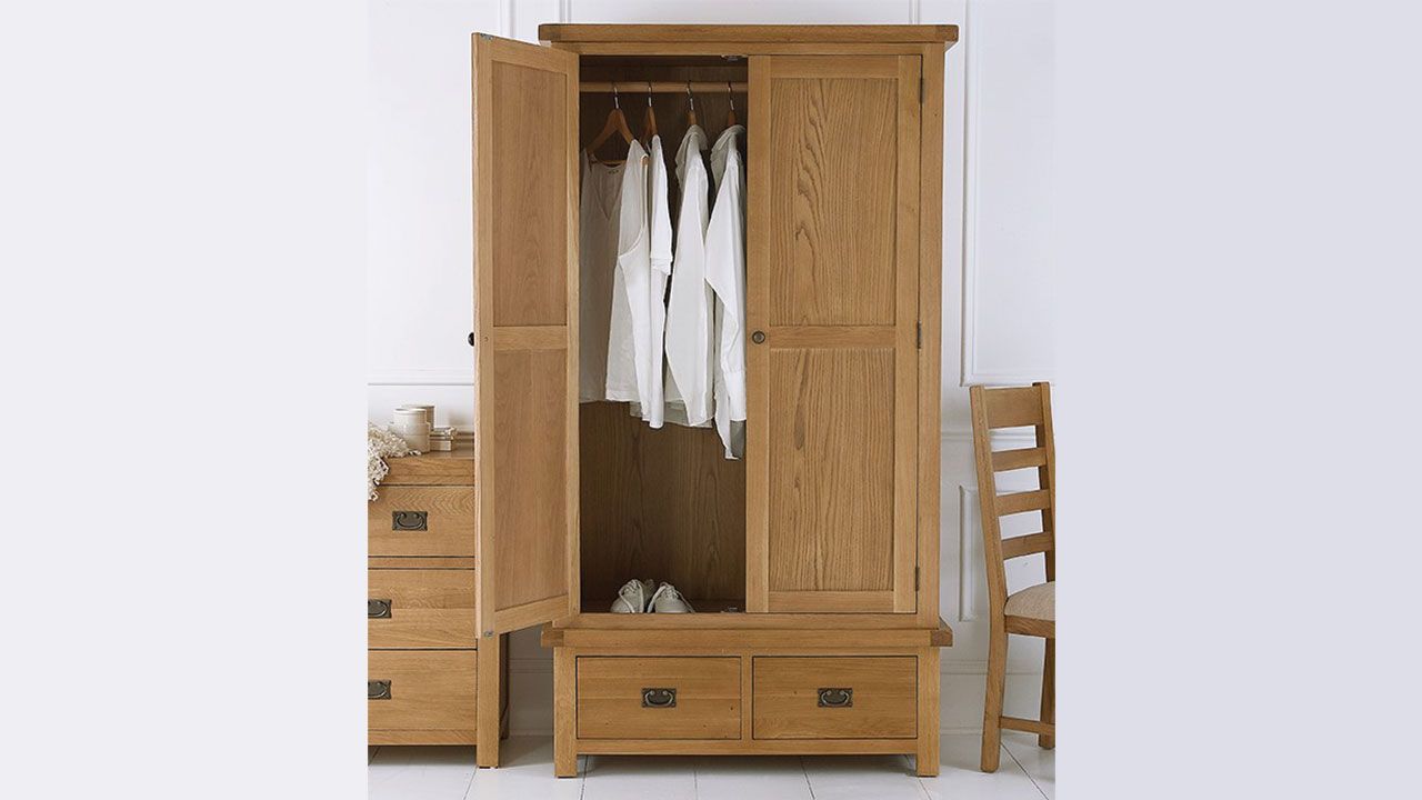 Oak Wardrobes | Solid Wood, Small & Triple | House Of Oak Throughout Oak Wardrobes With Drawers And Shelves (View 13 of 15)