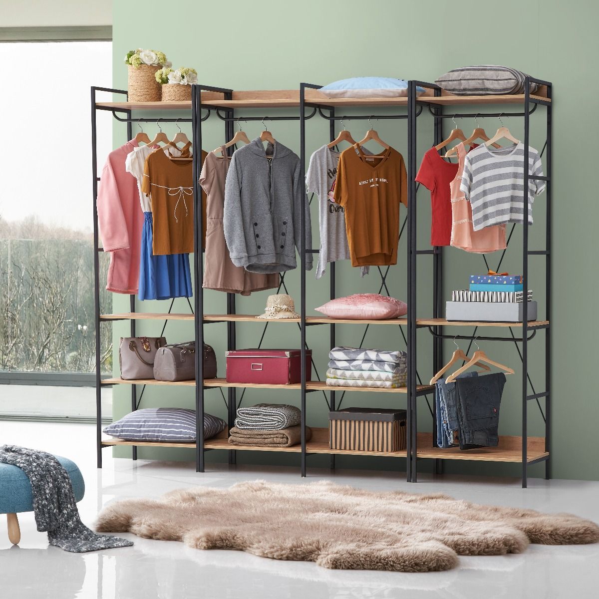 Open Wardrobe With 4 Shelves Intended For 4 Shelf Closet Wardrobes (Photo 1 of 15)