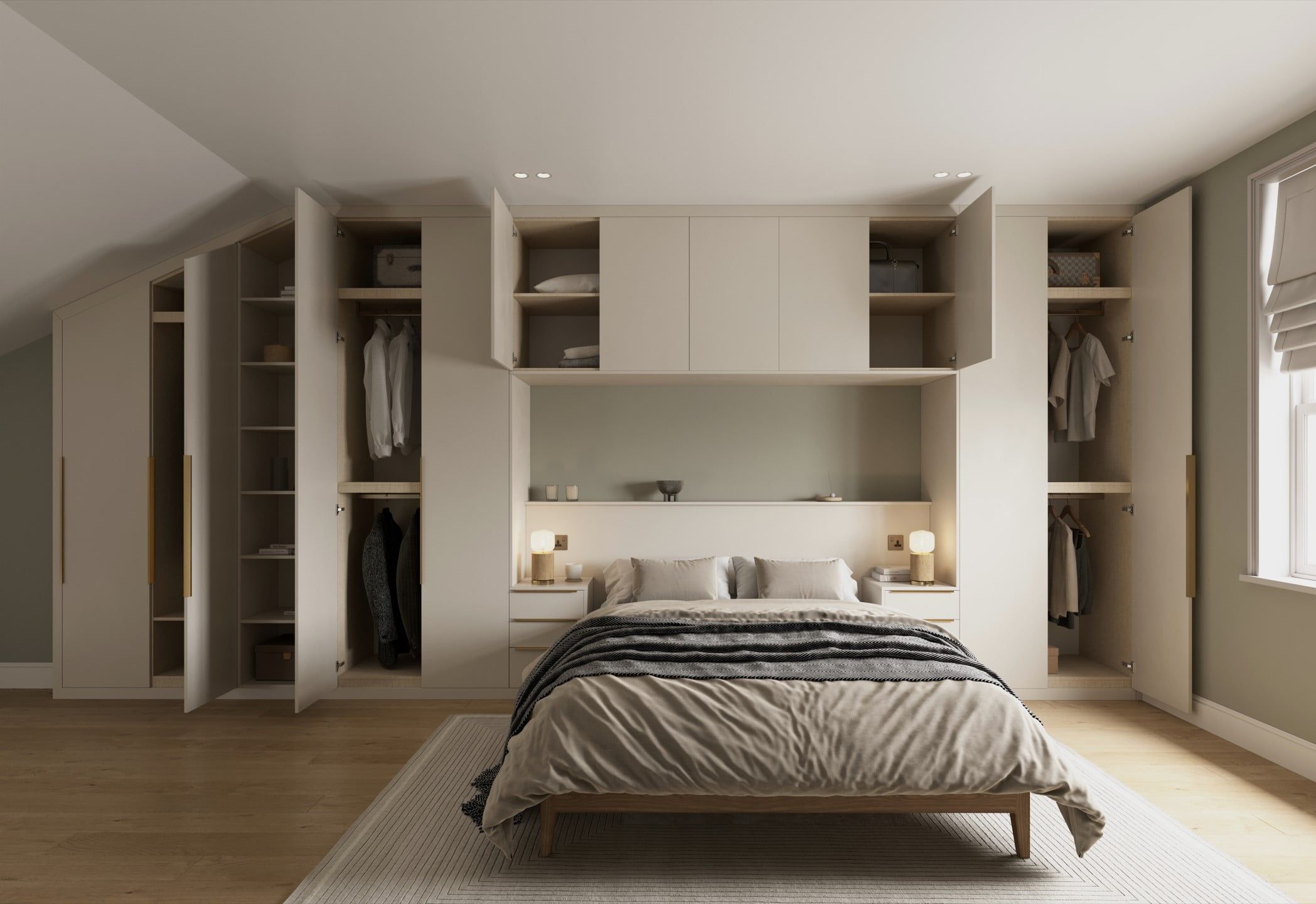 Overbed Fitted Wardrobes And Storage Units, Bespoke Overhead Storage Within Bedroom Wardrobes Storages (Photo 6 of 15)