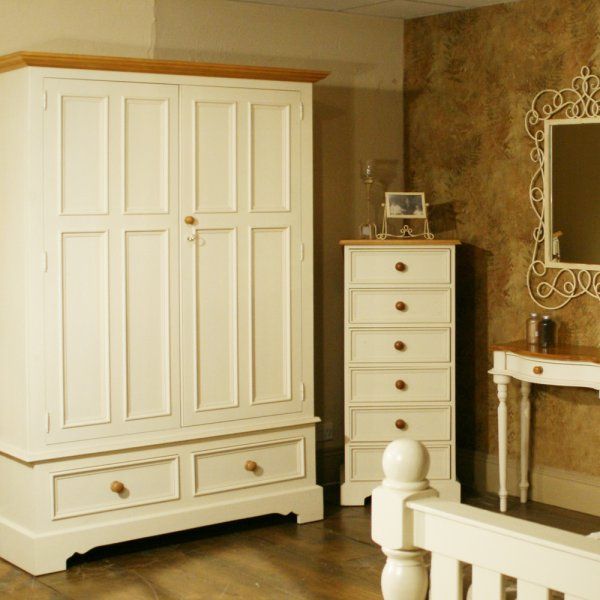Painted Shabby Chic Double Wardrobe | Distressed Home Furniture For Shabby Chic Pine Wardrobes (View 4 of 15)