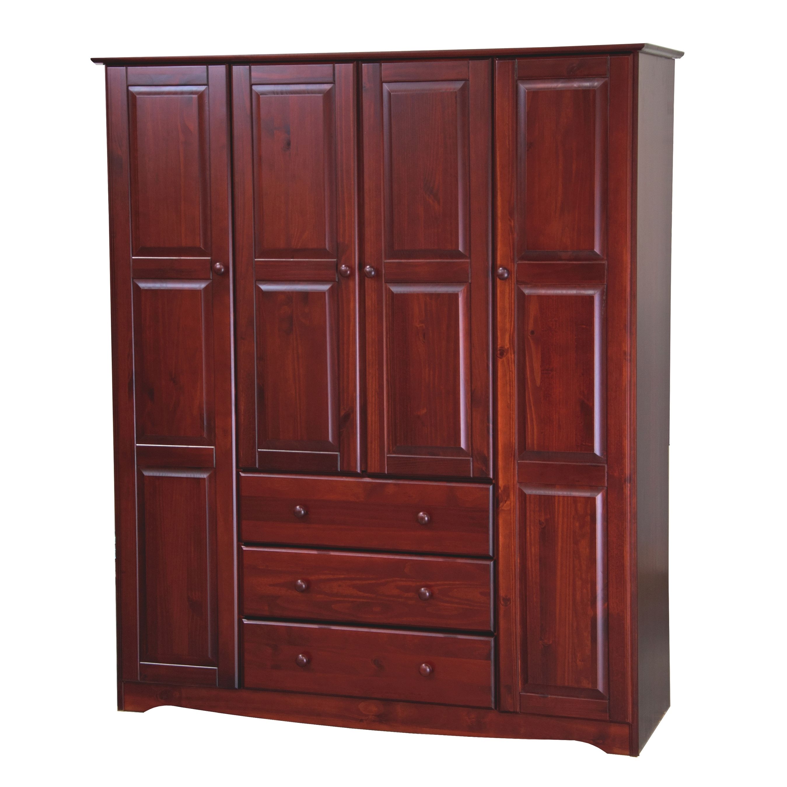 Palace Imports 100% Solid Wood Family 4 Door Wardrobe Armoire With Metal Or  Wooden Knobs – On Sale – Bed Bath & Beyond – 19897094 With Regard To Metal Wardrobes (View 12 of 15)