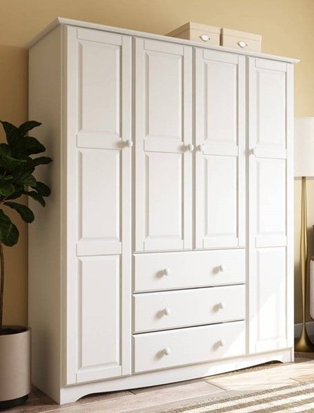 Palace Imports Family White Solid Wood Wardrobe | Solid Wood Wardrobes,  Wood Wardrobe, Wardrobe Interior Design For Large White Wardrobes With Drawers (View 10 of 15)