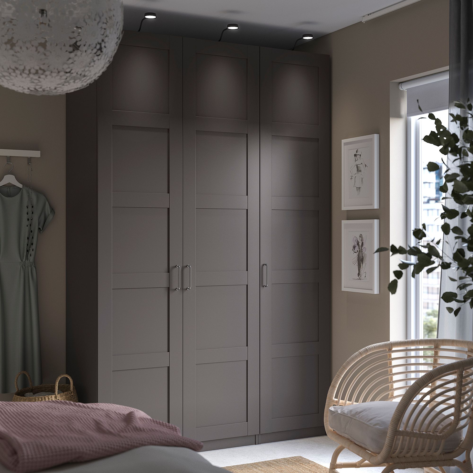 Pax/bergsbo Wardrobe Dark Grey Dark Grey 150x60x236 Cm | Ikea Latvija Inside Grey Wardrobes (Photo 3 of 15)