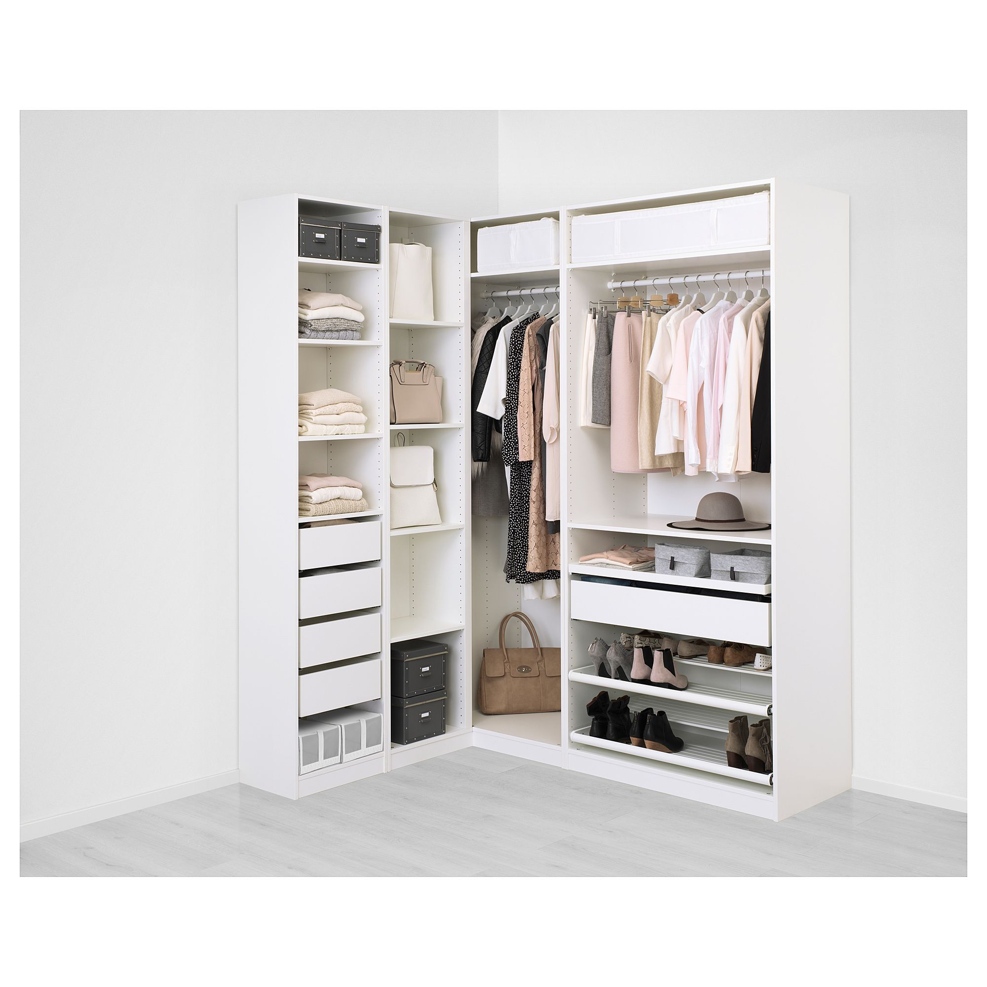 Pax Corner Wardrobe White 160/188x236 Cm | Ikea Lietuva Regarding Corner Wardrobes Closet Ikea (View 9 of 15)