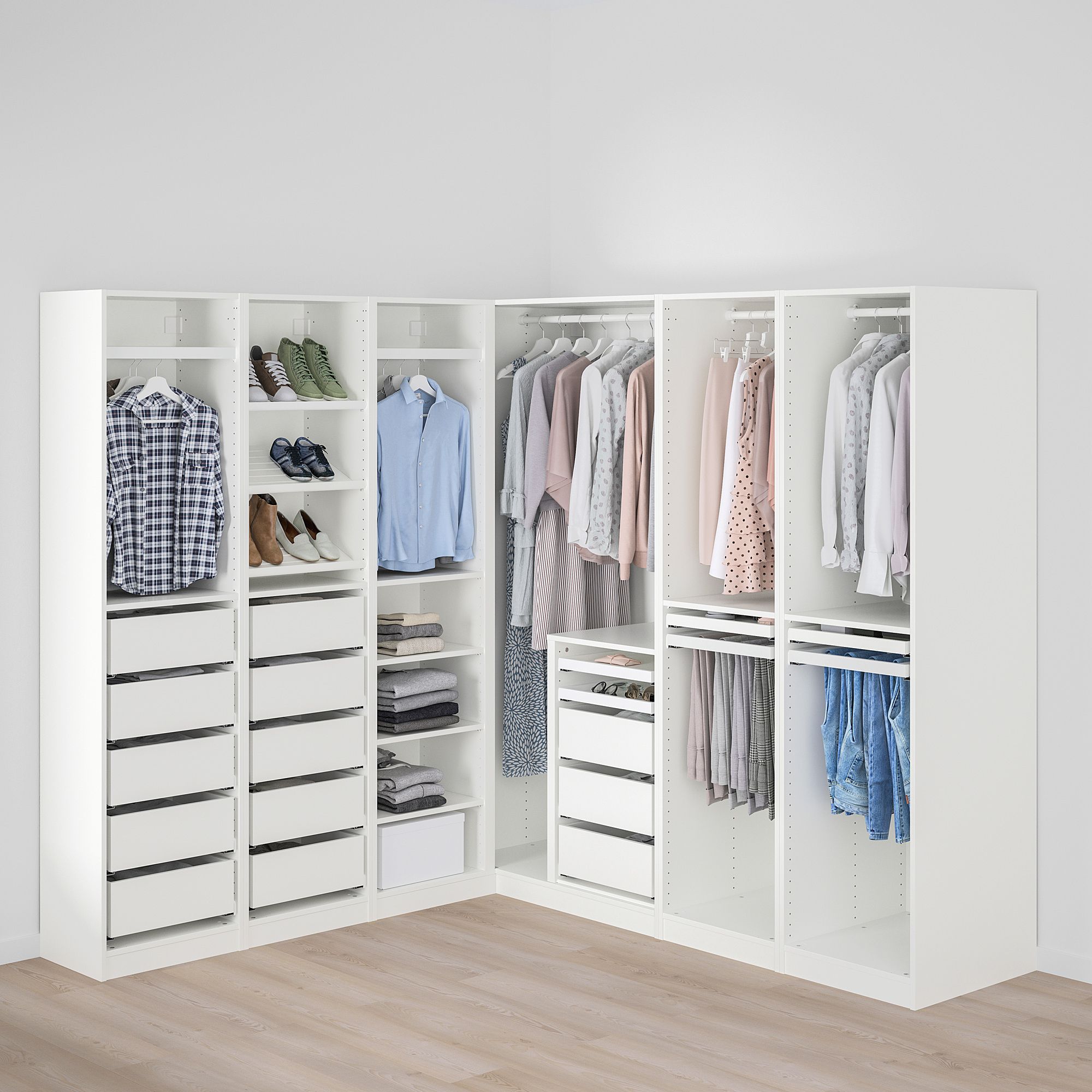 Pax Corner Wardrobe White 211/213x201 Cm | Ikea Lietuva Regarding Corner Wardrobes Closet Ikea (Photo 4 of 15)