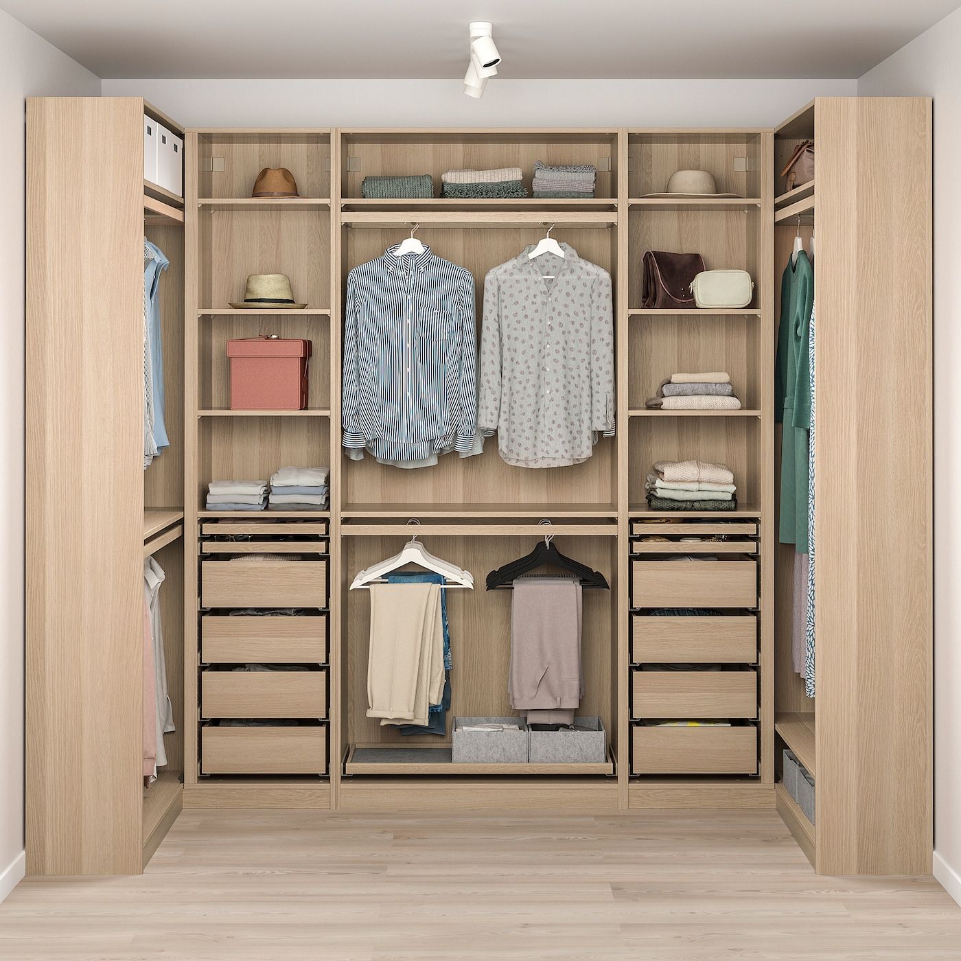Pax Corner Wardrobe, White Stained Oak Effect, 113/276/113x236 Cm – Ikea Throughout Oak Corner Wardrobes (View 13 of 17)