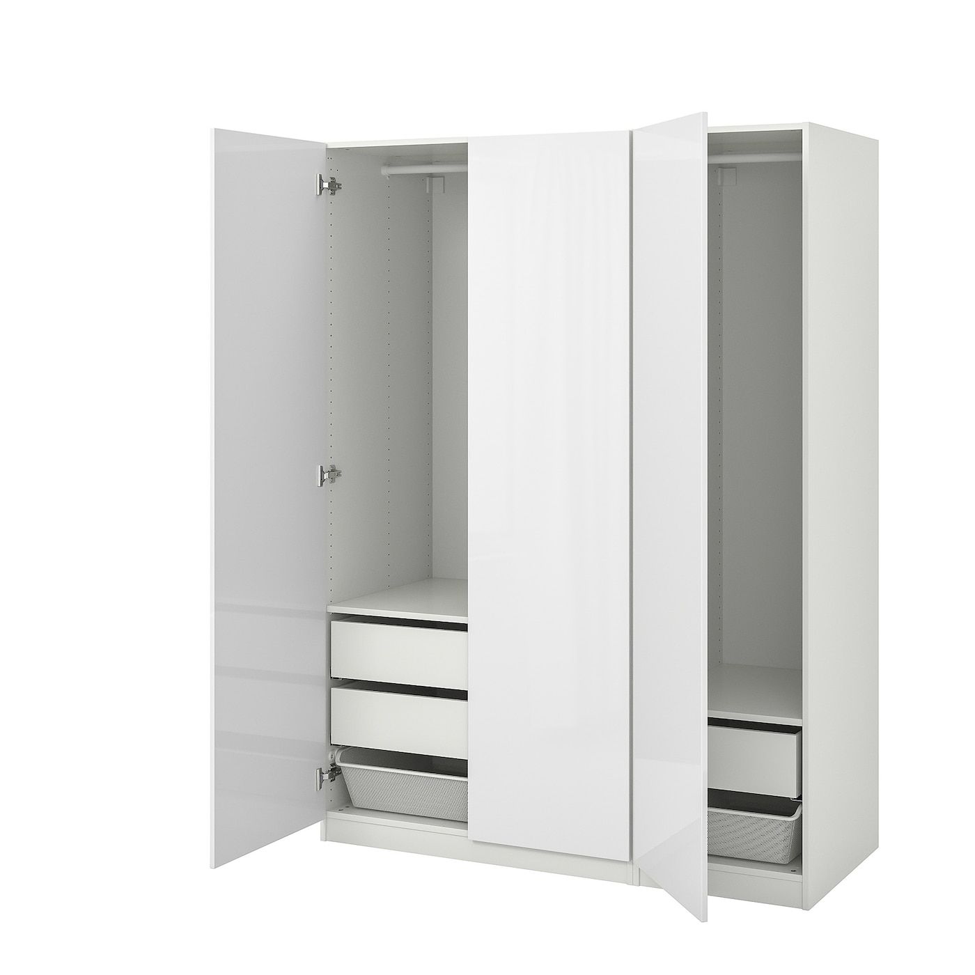 Pax / Fardal Wardrobe, White/high Gloss/white, 150x60x201 Cm – Ikea Pertaining To Tall White Gloss Wardrobes (View 11 of 15)