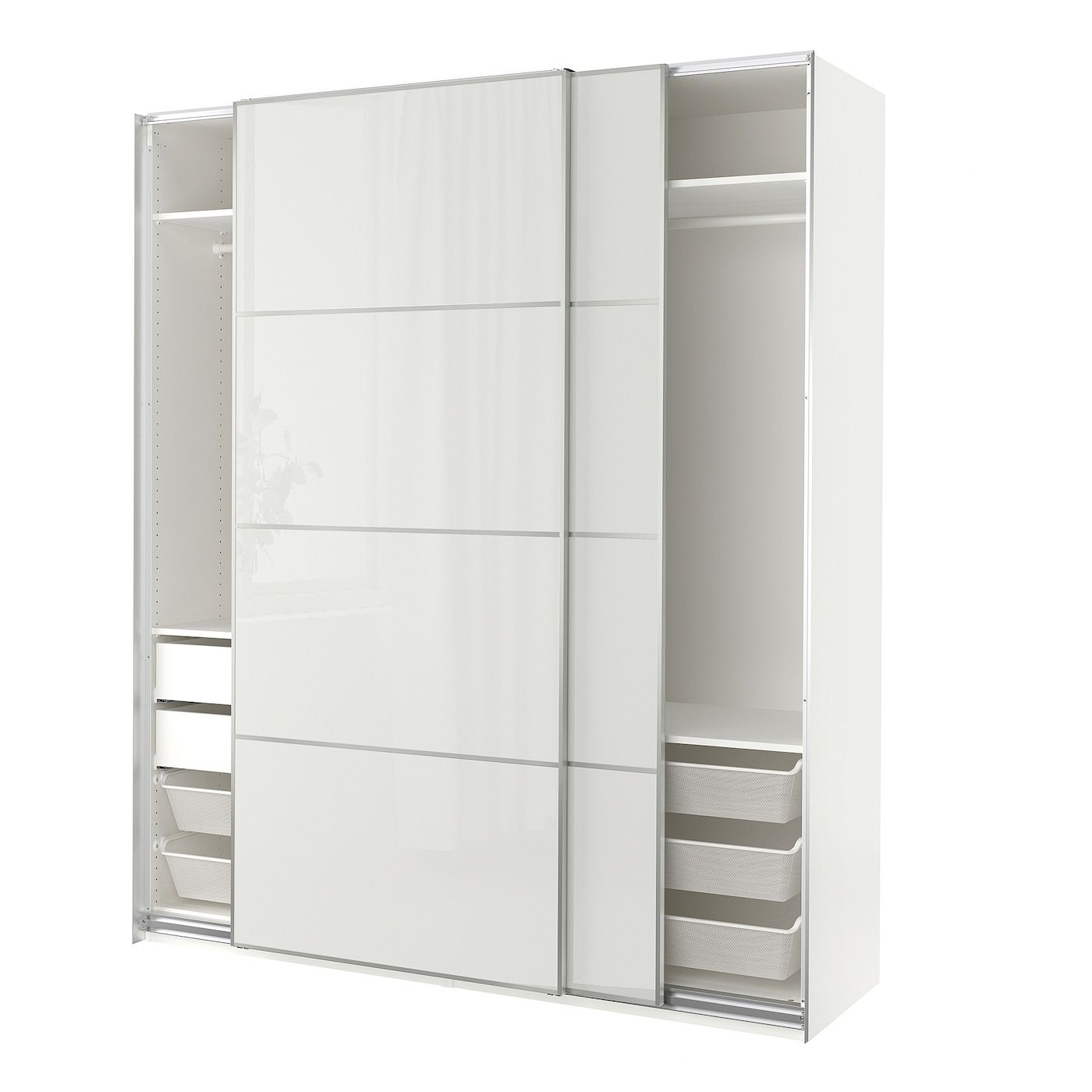 Pax / Hokksund Wardrobe Combination, White/high Gloss Light Gray,  783/4x26x931/8" – Ikea With Wardrobes White Gloss (View 12 of 15)