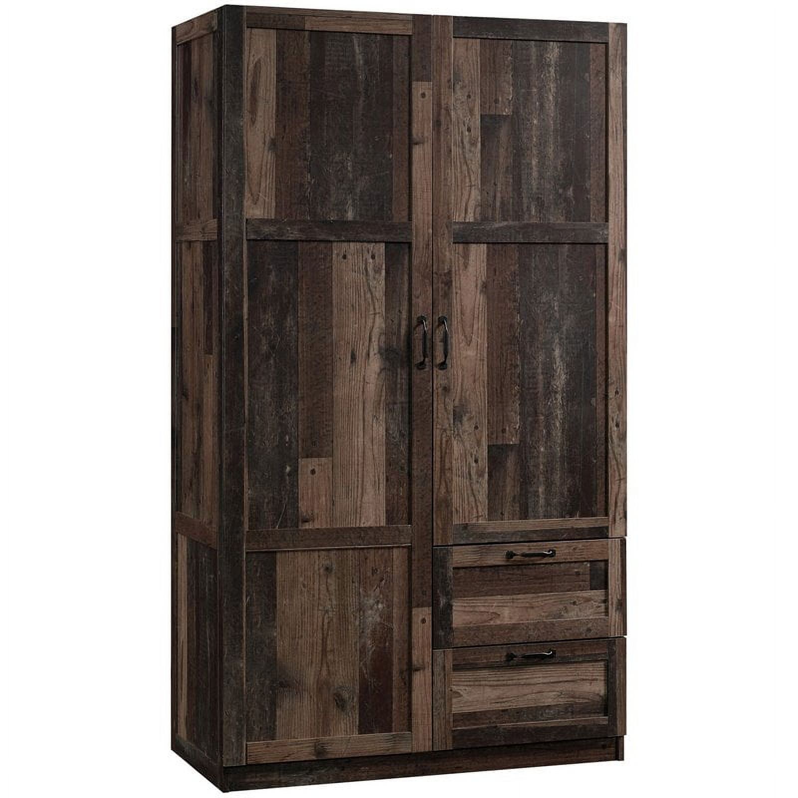 Pemberly Row Wooden Wardrobe Armoire In Rustic Reclaimed Pine – Walmart With Regard To Pine Wardrobes With Drawers (Photo 15 of 15)