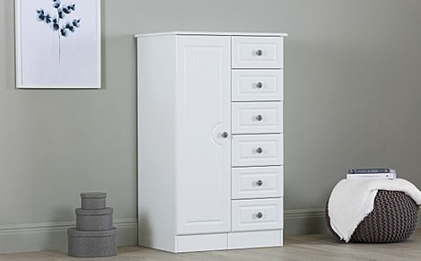 Pembroke Wardrobe, 1 Door 6 Drawer, White Finish | Furniture And Choice Intended For Single White Wardrobes With Drawers (Photo 1 of 15)