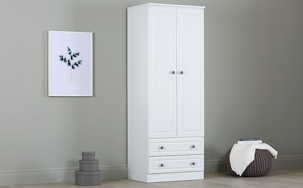 Pembroke Wardrobe, Tall, 2 Door 2 Drawer, White Finish | Furniture And  Choice With Regard To White 2 Door Wardrobes With Drawers (Photo 4 of 15)