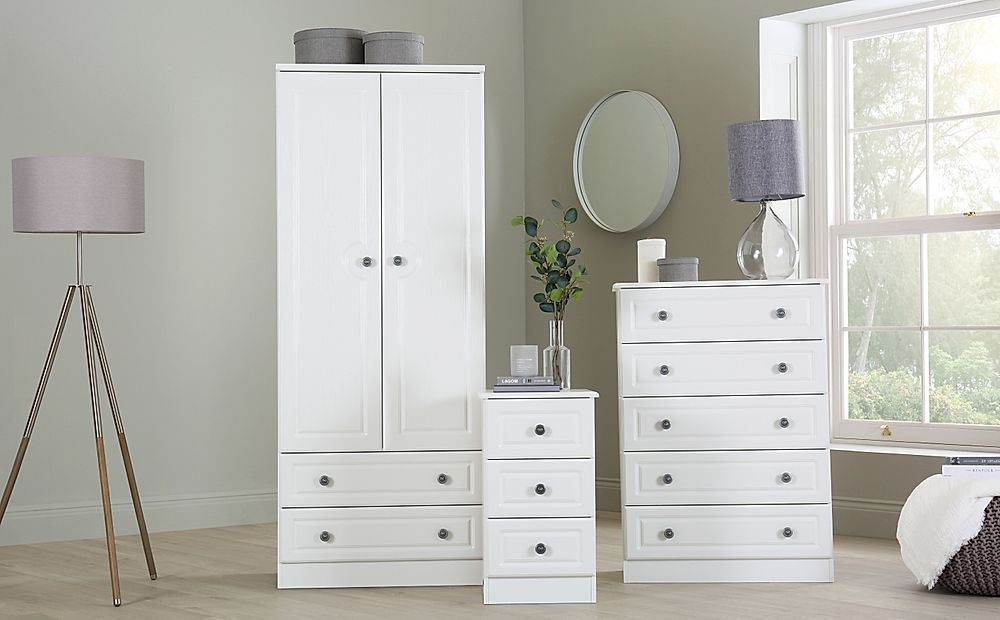 Pembroke White 3 Piece 2 Door Wardrobe Bedroom Furniture Set | Furniture  And Choice Pertaining To Wardrobes Sets (Photo 4 of 15)