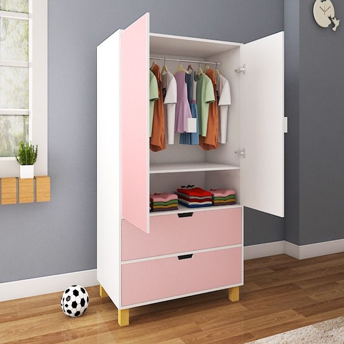 Peppy Pink Double Door Wardrobe – Ikooji Within Childrens Pink Wardrobes (View 8 of 15)